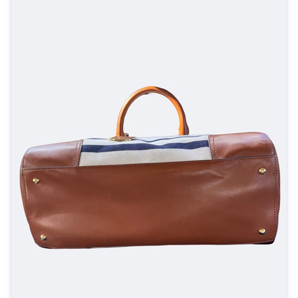 Lauren Ralph Lauren Navy and Brown Striped Shoulder Bag - Picture 7 of 11